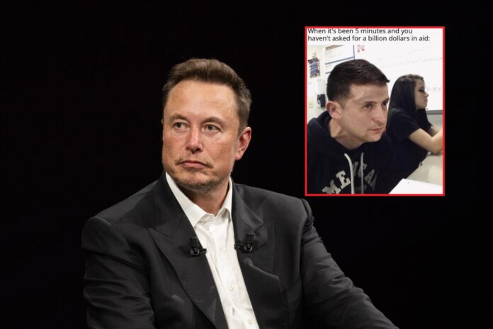 „piec-minut-nie-prosil-o-pomoc”.-musk-opublikowal-mema-wysmiewajacy-zelenskiego