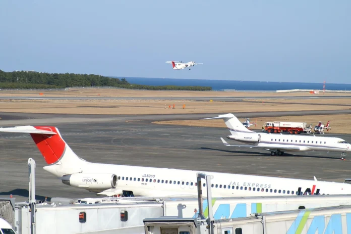 world-war-2-us-bomb-explosion-at-miyazaki-airport,-japan,-90-flights-cancelled