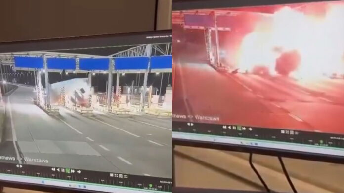 nagranie-z-wypadku-na-a2.-tir-staranowal-bramki-i-stanal-w-plomieniach