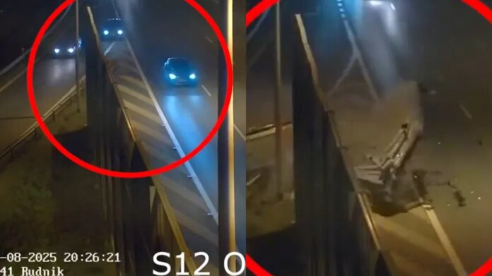 rozpedzony-kierowca-uderzyl-w-bariere-na-obwodnicy-lublina,-ze-az-wypadl-mu-silnik.-jest-nagranie